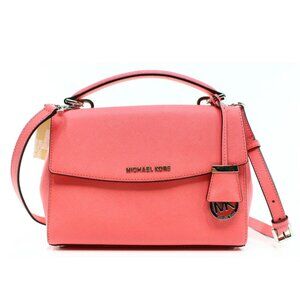 MICHAEL Michael Kors Ava Medium Saffiano Leather Satchel in Coral Pink